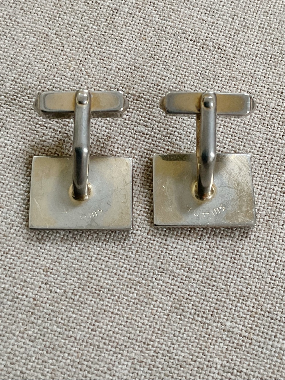 Vintage Swank Two-Tone Ribbed Rectangular Cufflinks - Picture 4 of 8
